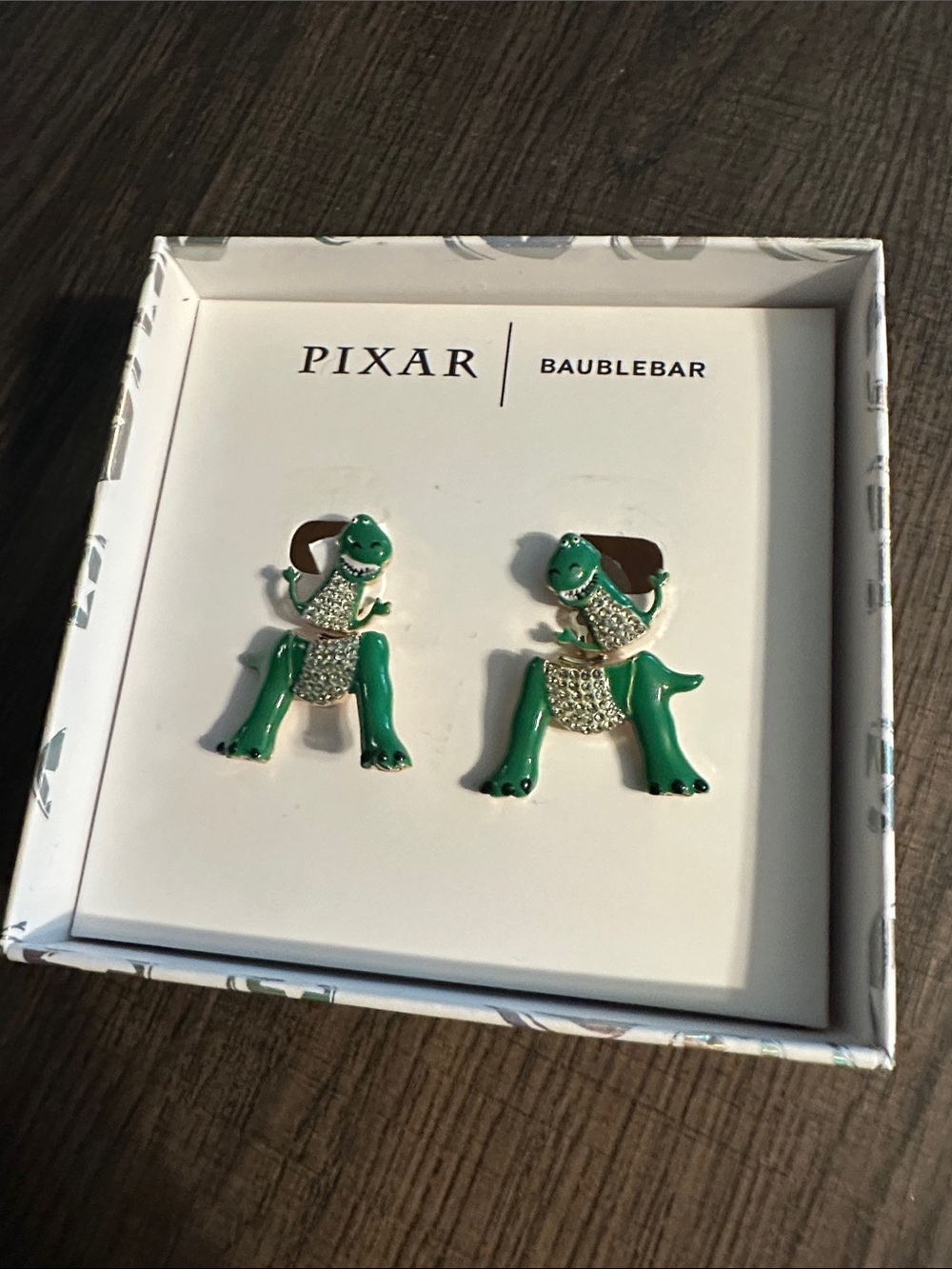 BaubleBar x Pixar Green Rex Dinosaur Kids Stud Earrings